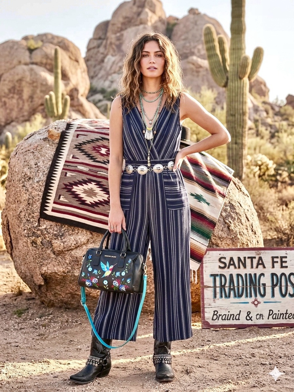 Anthropologie Monteau Southwestern vibe boho jumpsuit country Gypsy resort vibe